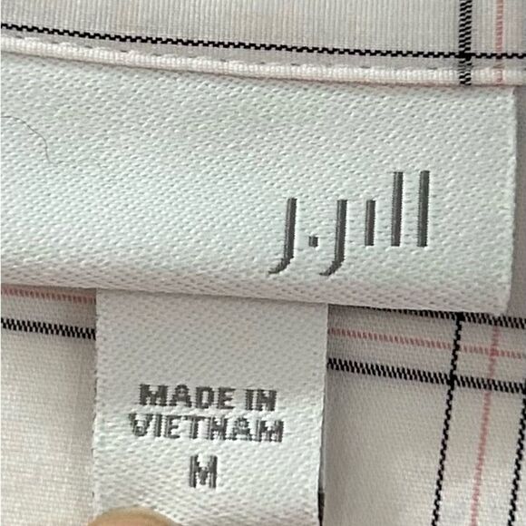 J. Jill White Striped Button-Front Top Size Medium - Picture 6 of 10